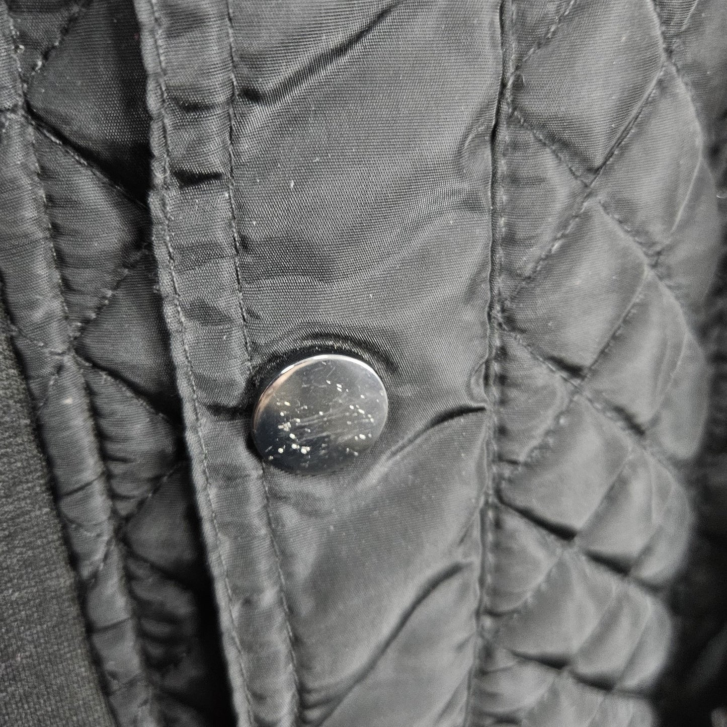 Sebby Collection Black Quilted Belted Stretch Knit Sides Insulated Jacket XL