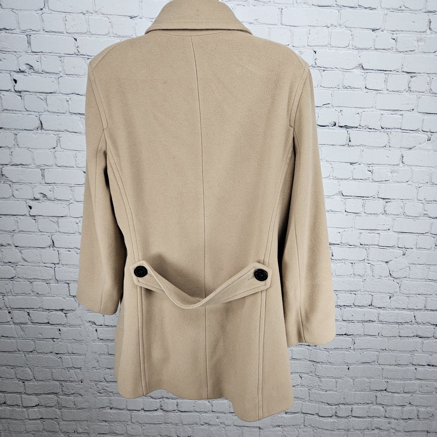Marc New York Tan Wool Cashmere Blend Buttoned Lined Pea Coat Overcoat 12