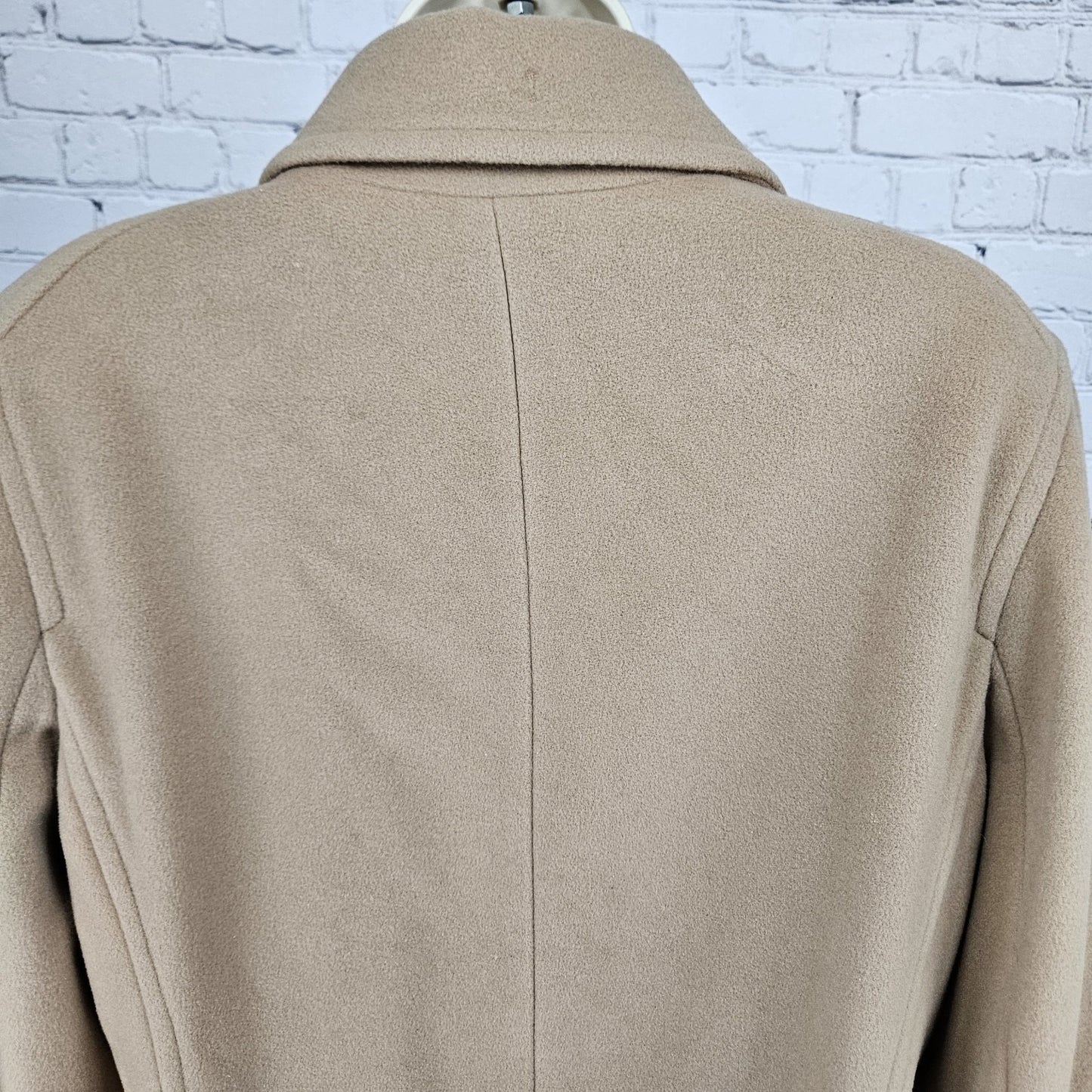 Marc New York Tan Wool Cashmere Blend Buttoned Lined Pea Coat Overcoat 12
