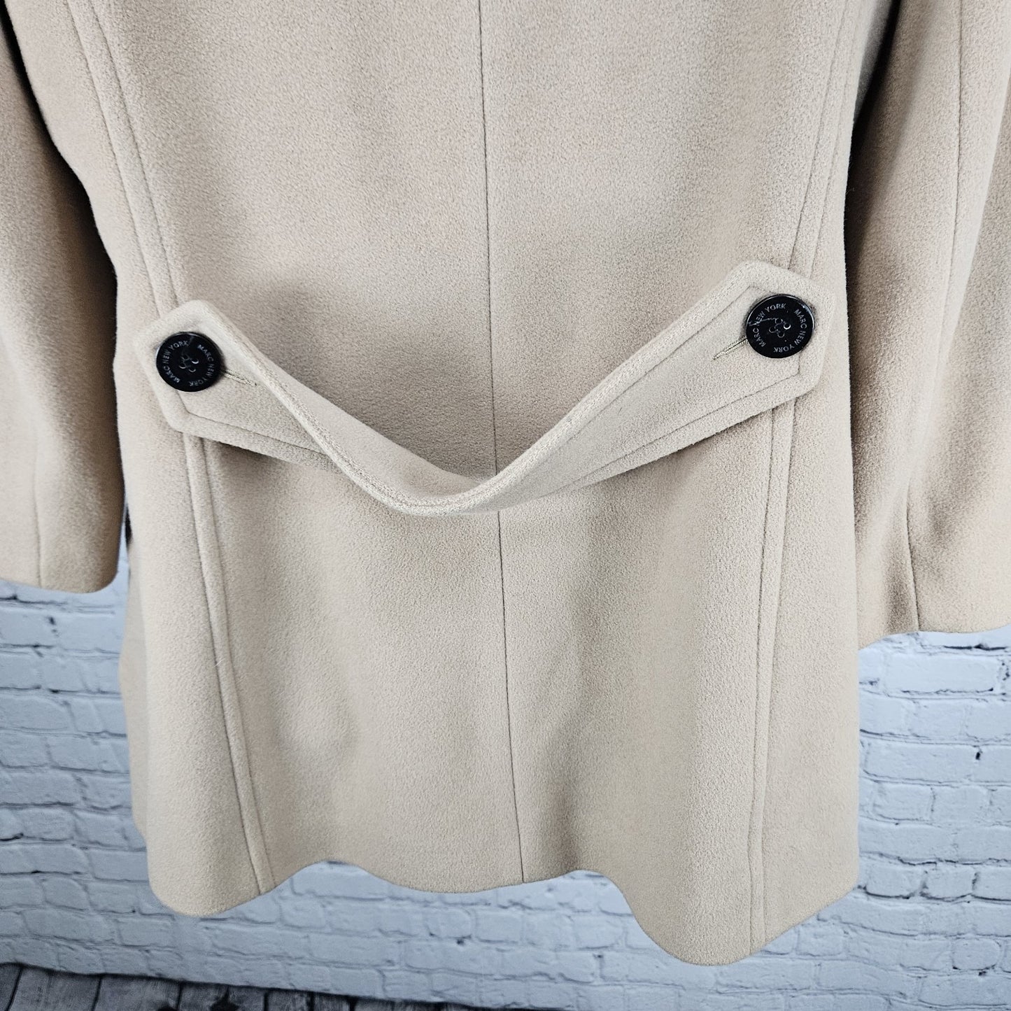 Marc New York Tan Wool Cashmere Blend Buttoned Lined Pea Coat Overcoat 12