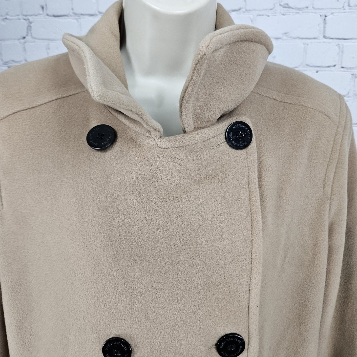 Marc New York Tan Wool Cashmere Blend Buttoned Lined Pea Coat Overcoat 12
