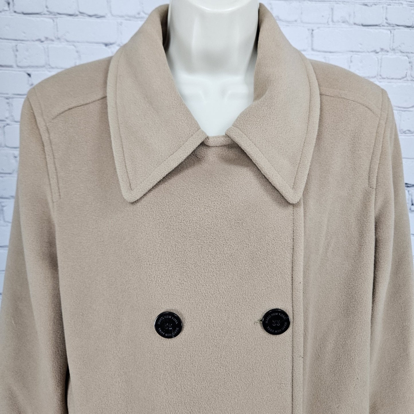 Marc New York Tan Wool Cashmere Blend Buttoned Lined Pea Coat Overcoat 12
