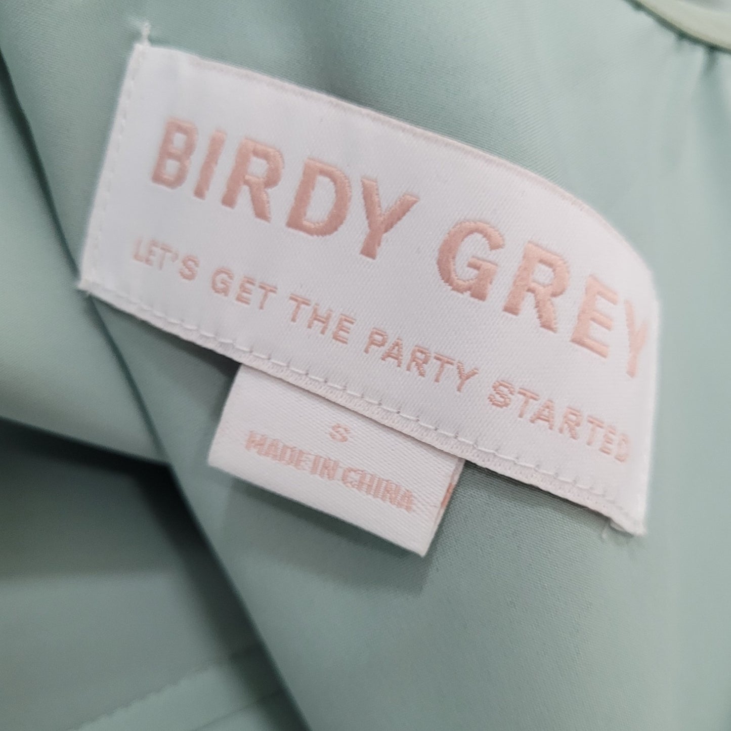 Birdy Grey Green Chiffon Removable Sleeves Side Slit Dress Size Small S