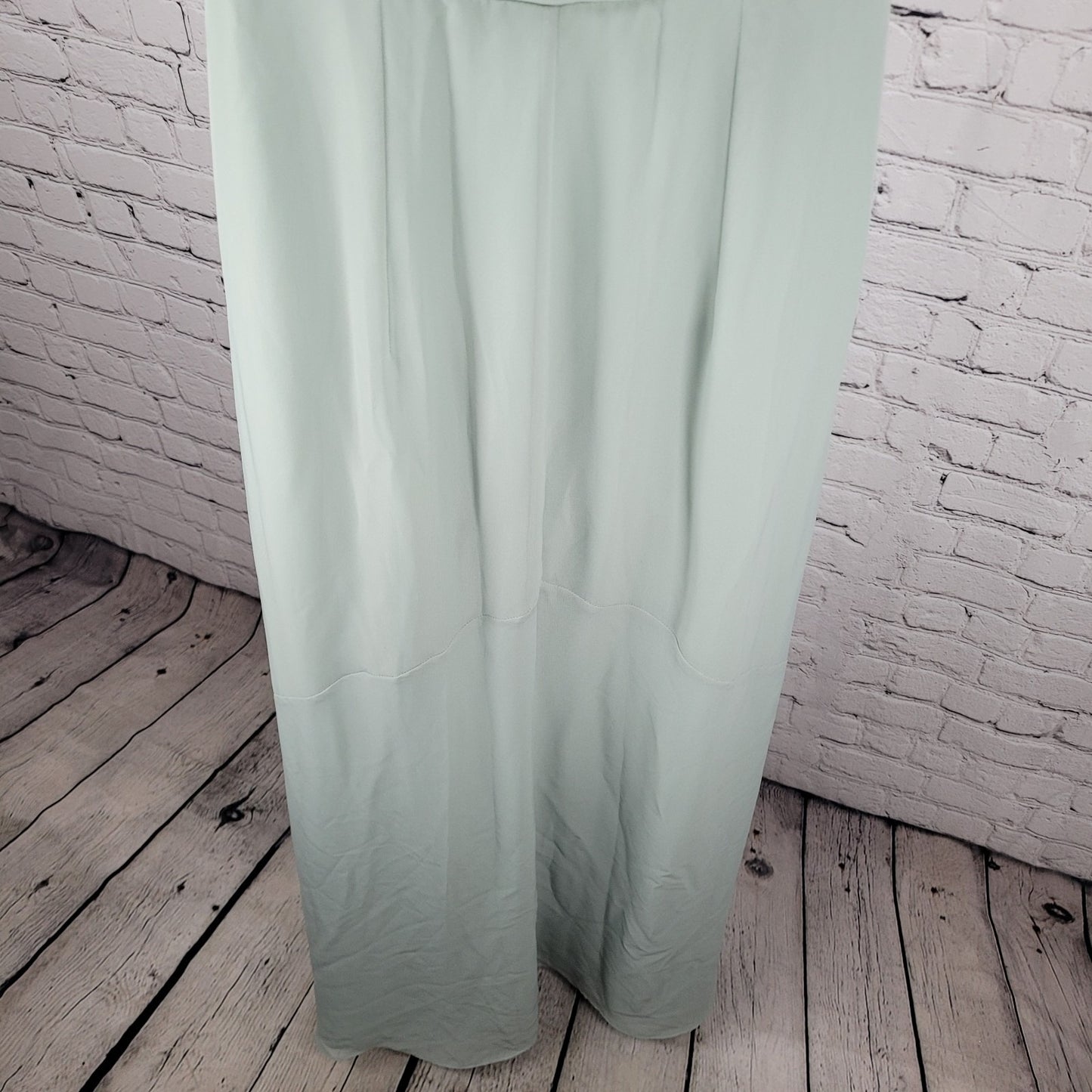 Birdy Grey Green Chiffon Removable Sleeves Side Slit Dress Size Small S