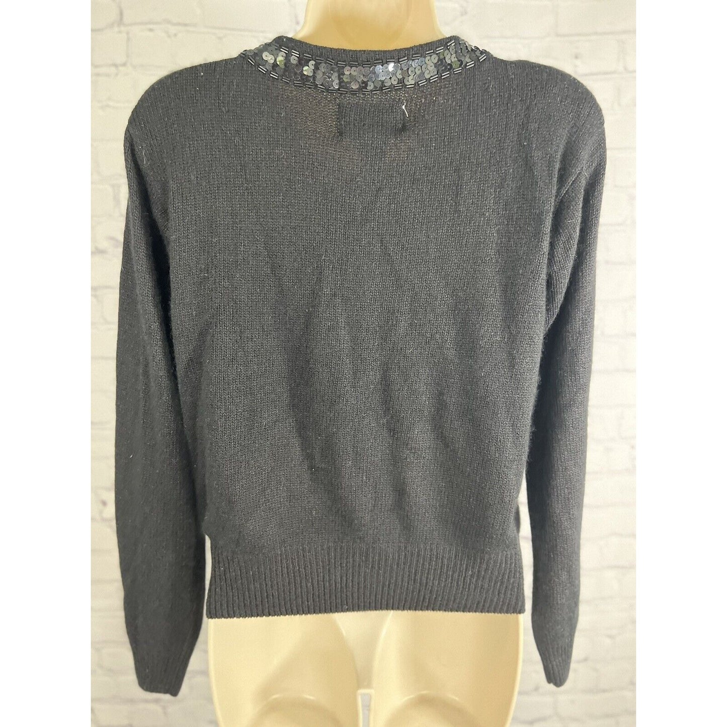 NWT Vintage Lord & Taylor Sequin Bow Silk Rabbit Lambswool Sweater Size Petite M