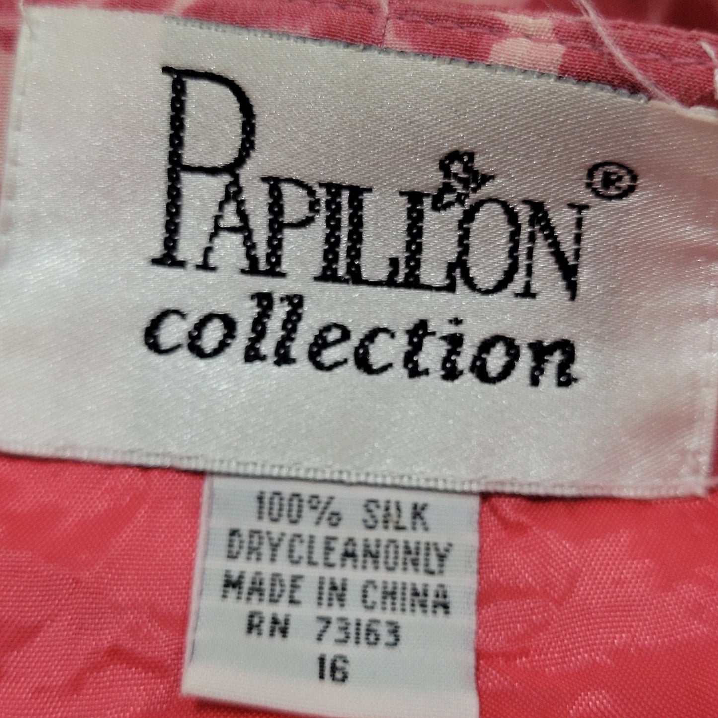 Papillon Pink 100% Silk Leaf Print Short Sleeve Belted Lined Long Wrap Dress 16