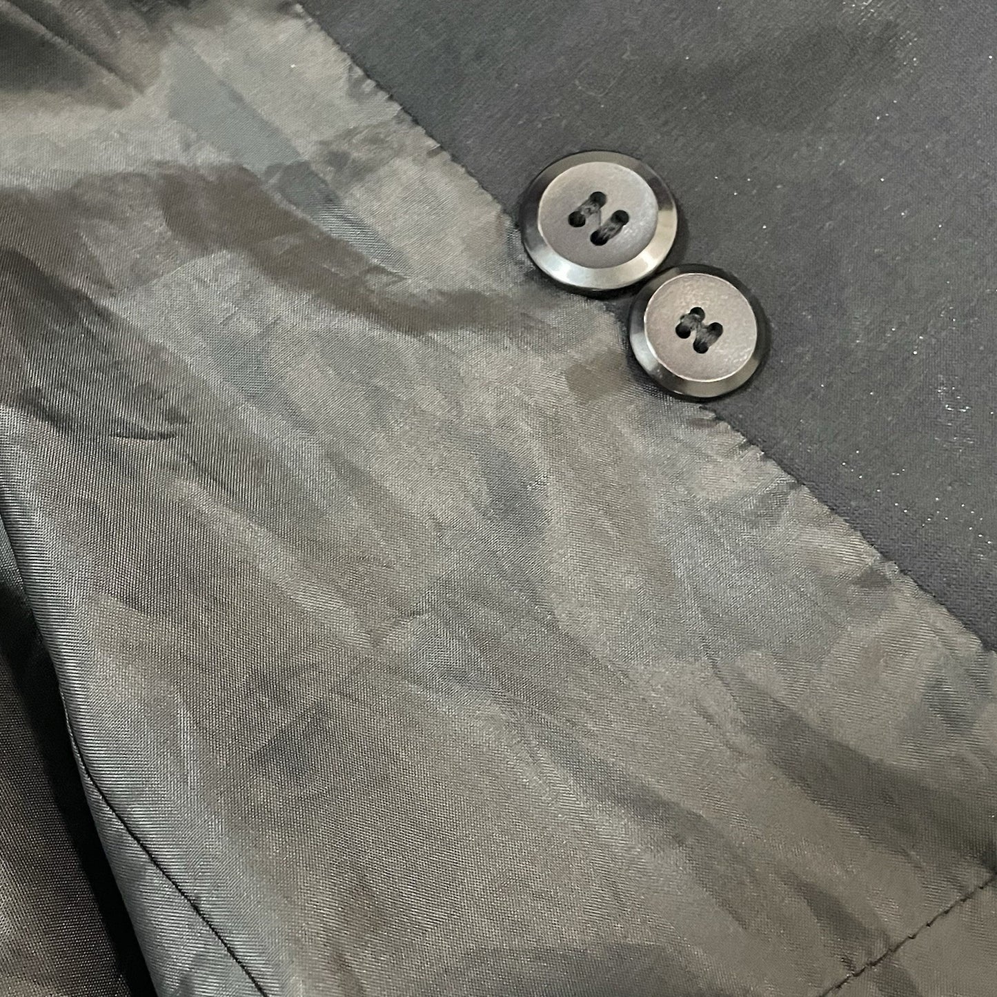 Gallery Black Sheen Lightweight Buttoned Collared Lined Jacket Size Medium M