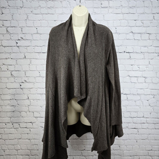 Free People Brown Wool Angora Rabbit Blend Knit Open Front Waterfall Cardigan S