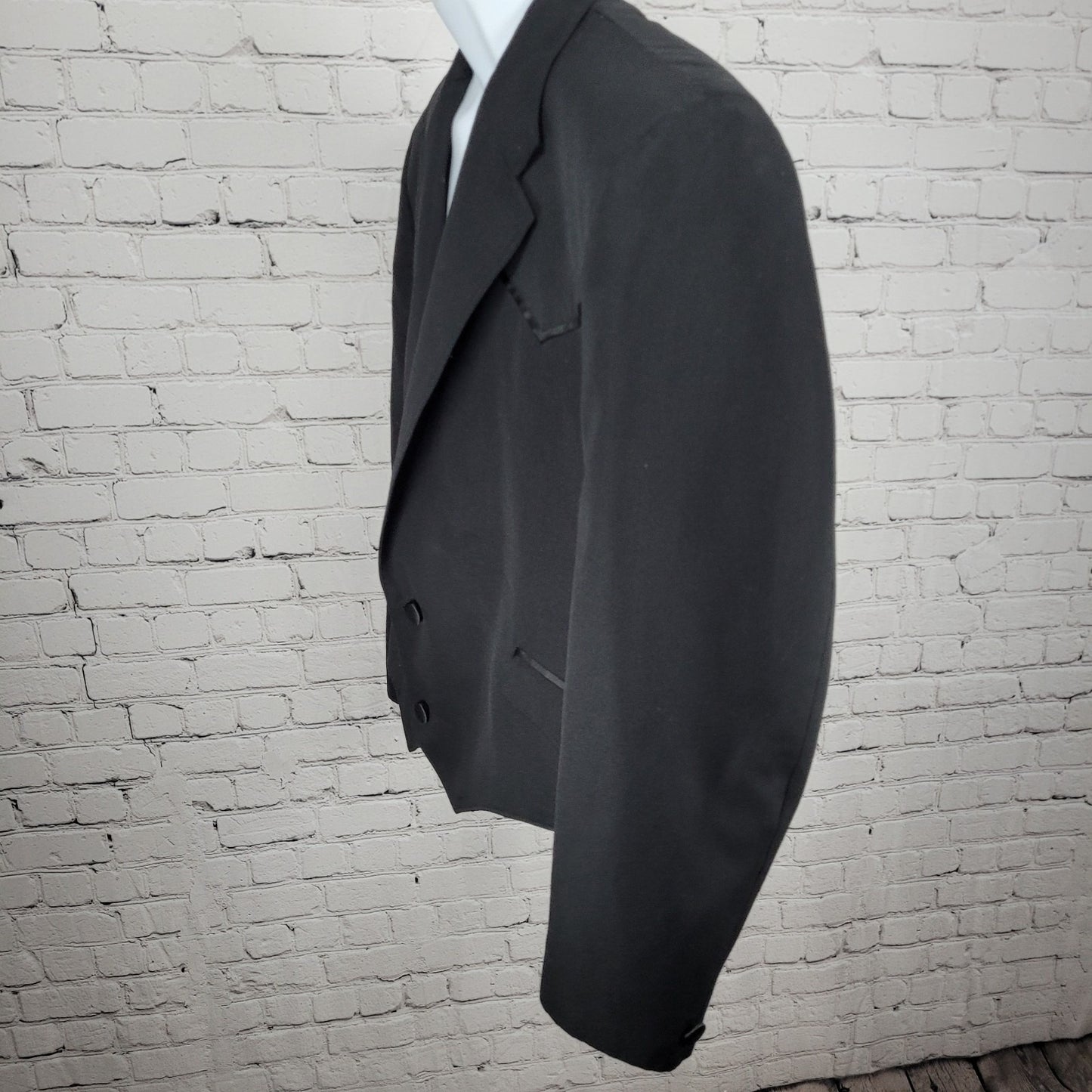 Circle S Black Wool Blend Western Cutaway 2 Button Notch Suit Jacket Blazer 48L