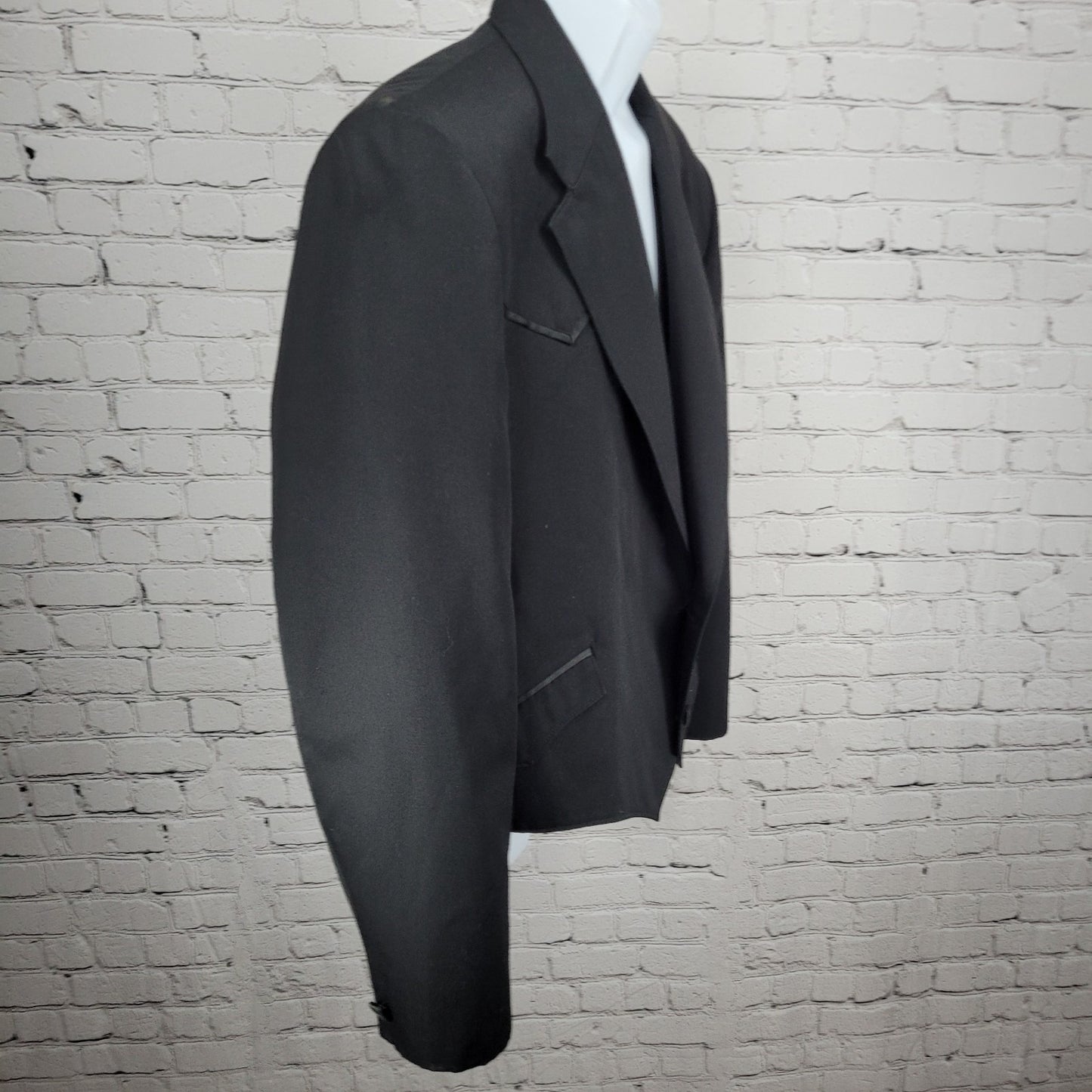 Circle S Black Wool Blend Western Cutaway 2 Button Notch Suit Jacket Blazer 48L