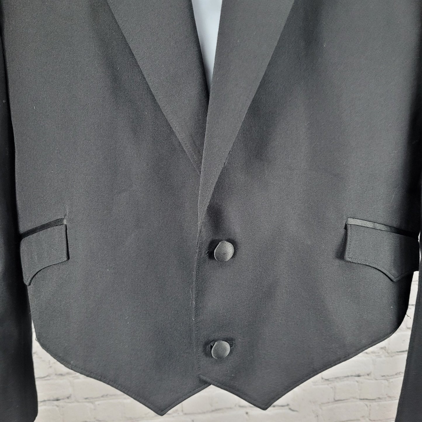 Circle S Black Wool Blend Western Cutaway 2 Button Notch Suit Jacket Blazer 48L