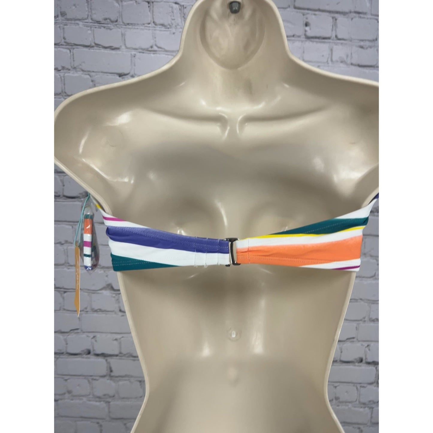 NWD Kona Sol Multicolor Striped Twist Front Convertible Bandeau Bikini Top M