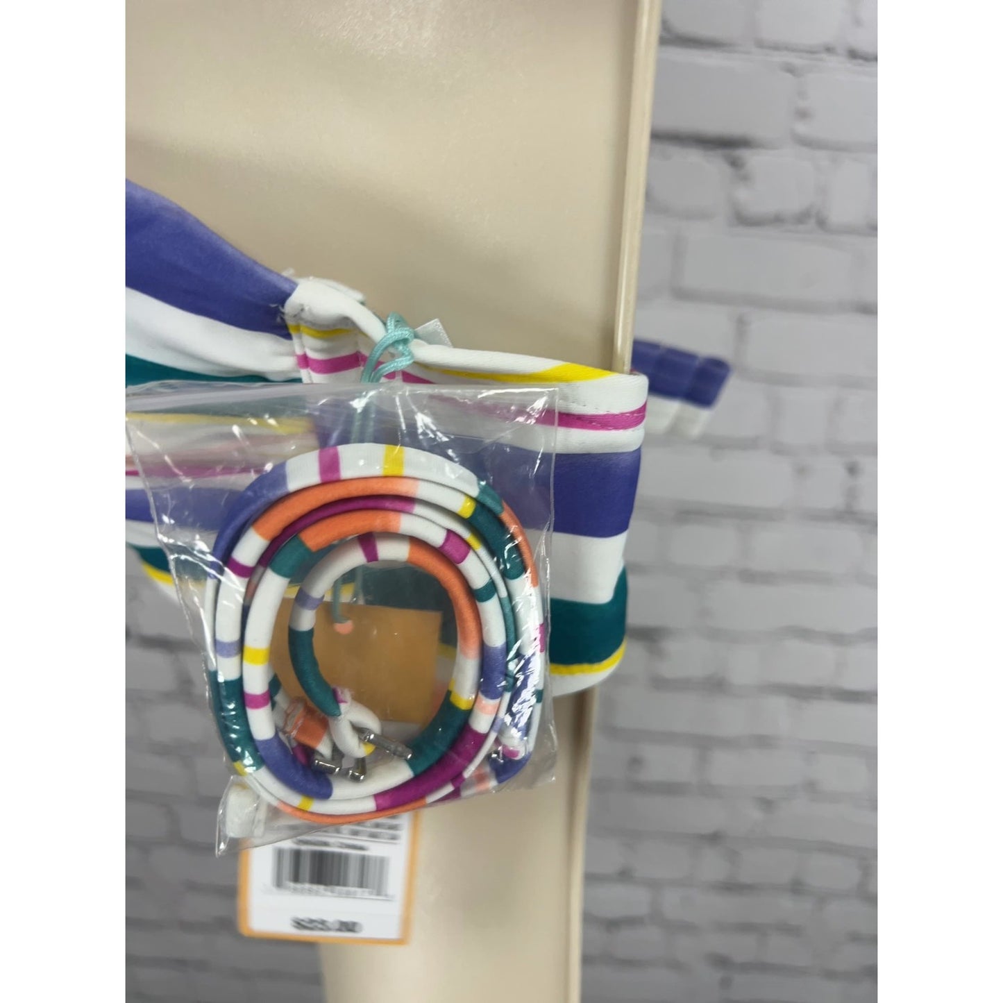NWD Kona Sol Multicolor Striped Twist Front Convertible Bandeau Bikini Top M