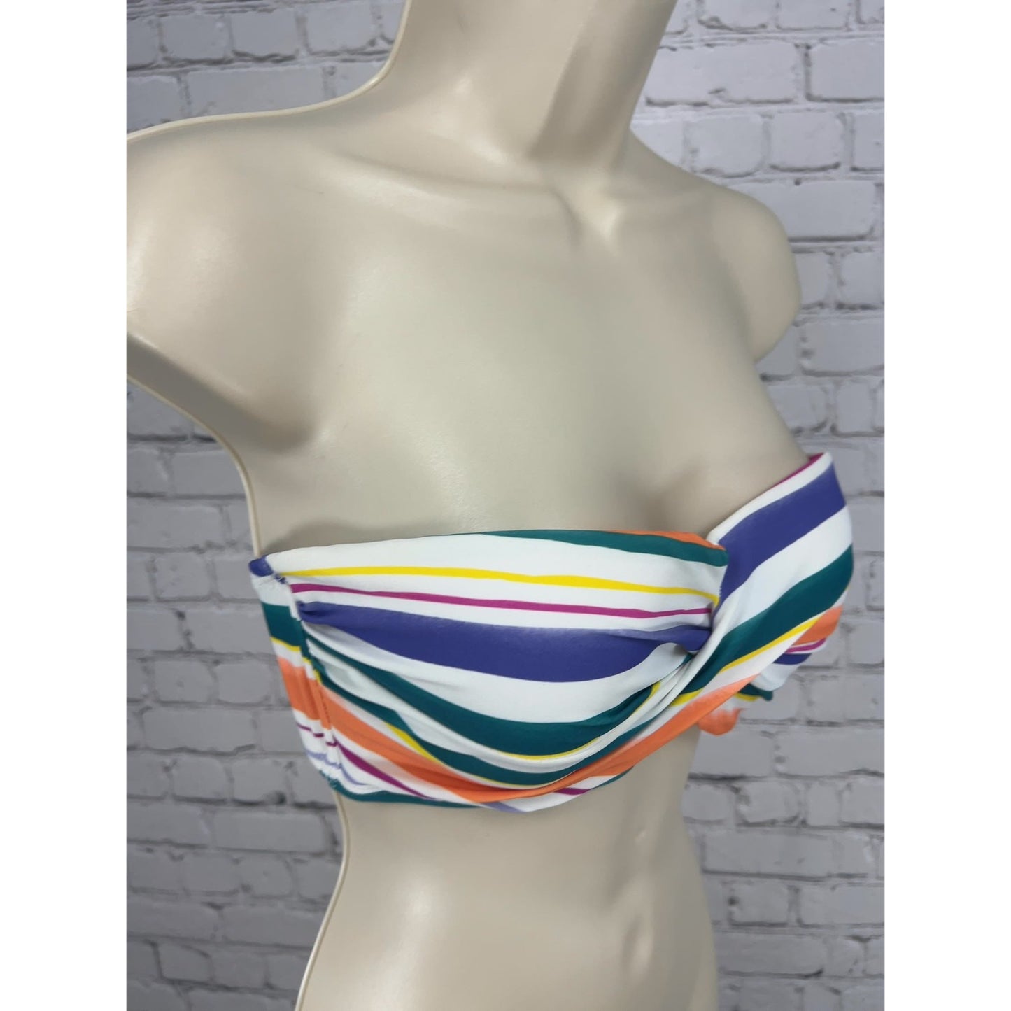 NWD Kona Sol Multicolor Striped Twist Front Convertible Bandeau Bikini Top M