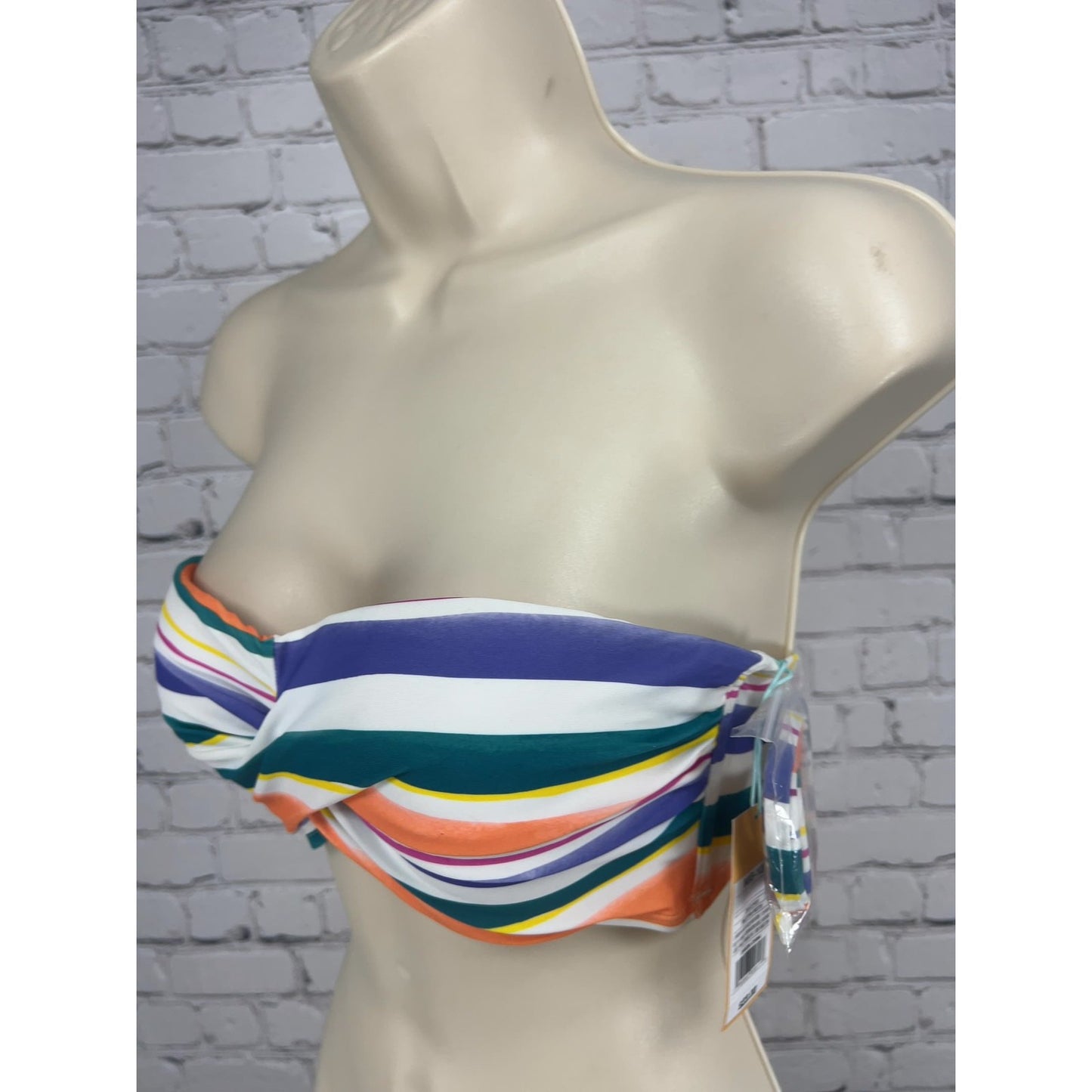 NWD Kona Sol Multicolor Striped Twist Front Convertible Bandeau Bikini Top M