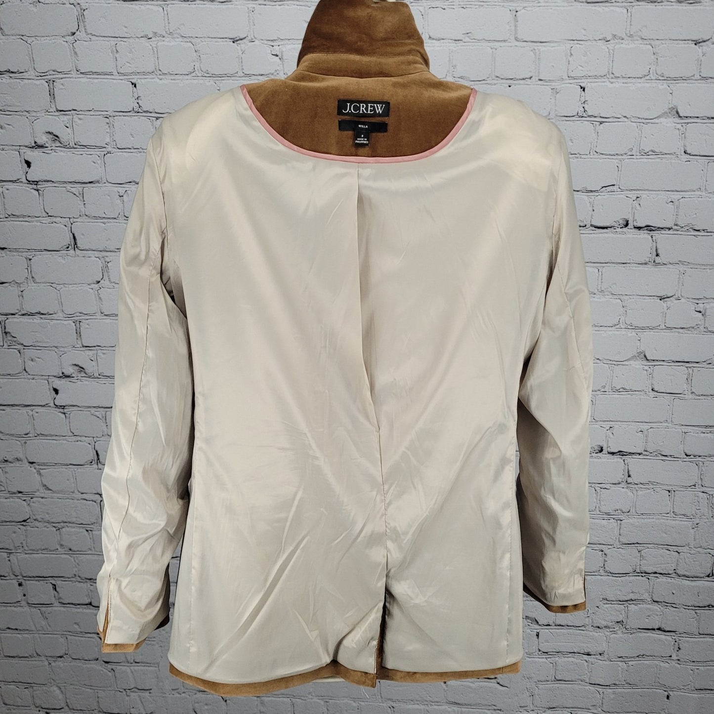 J.Crew Brown Velvet Willa Stretch 1 Button Vented Notch Blazer Suit Jacket 8