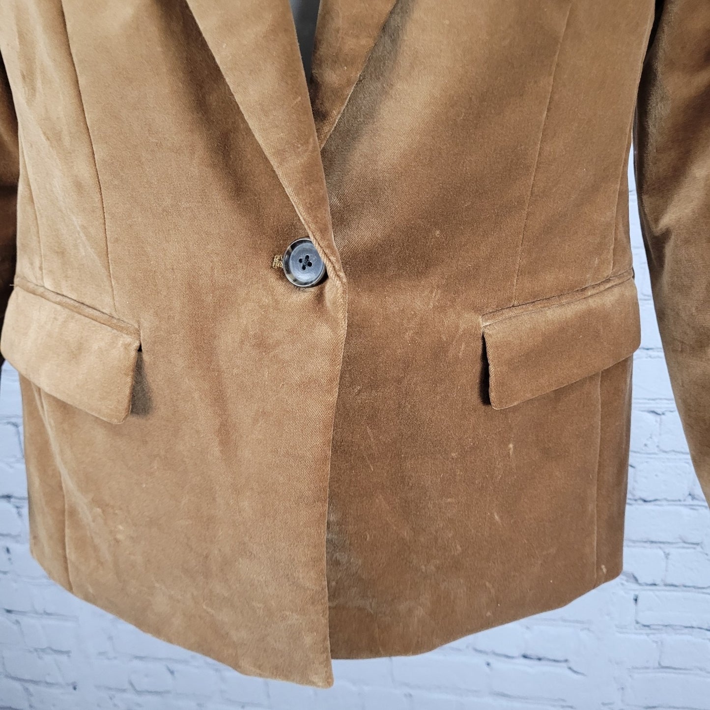 J.Crew Brown Velvet Willa Stretch 1 Button Vented Notch Blazer Suit Jacket 8