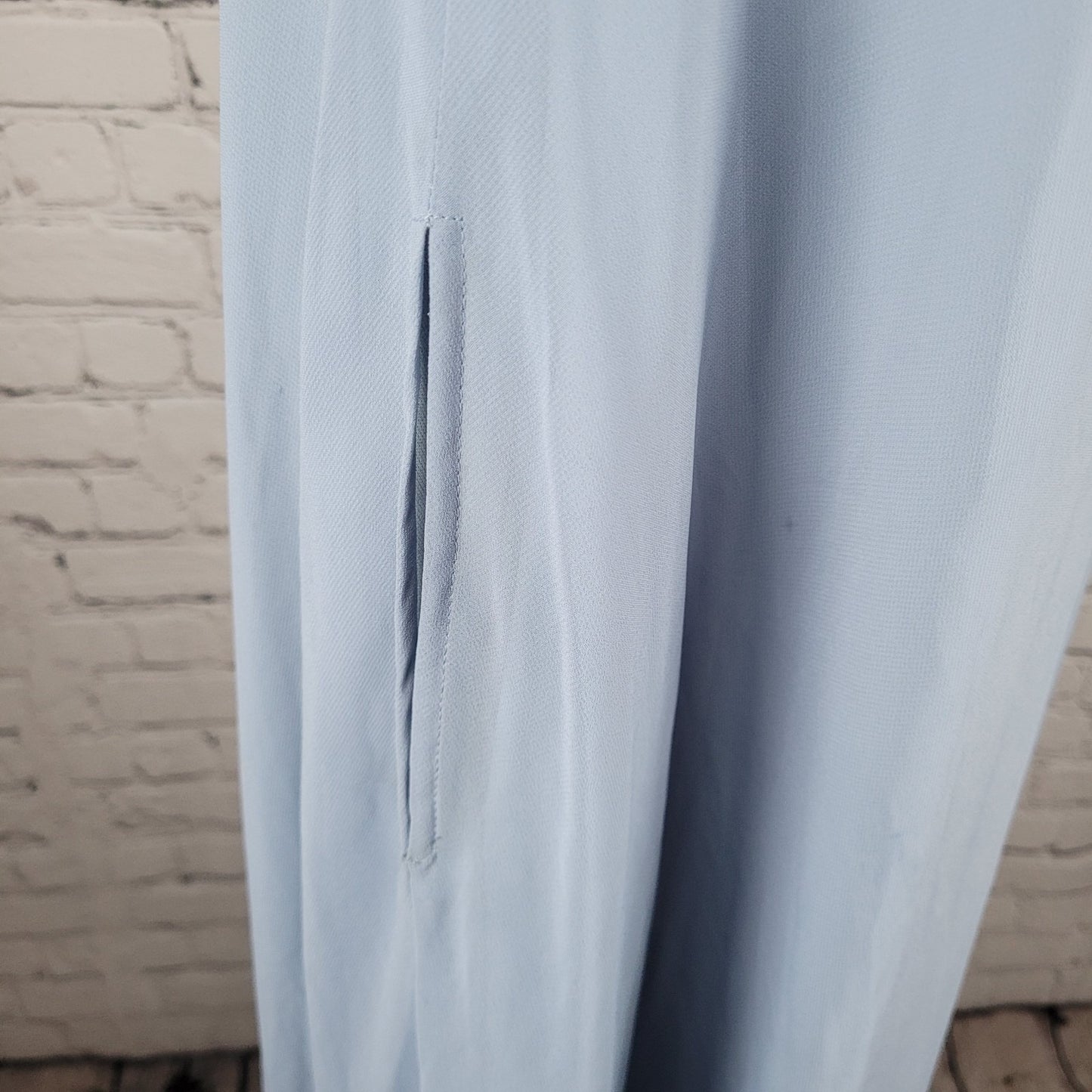 Birdy Grey Blue Chiffon Strappy Removable Sleeves Bridesmaid Dress Size XXL