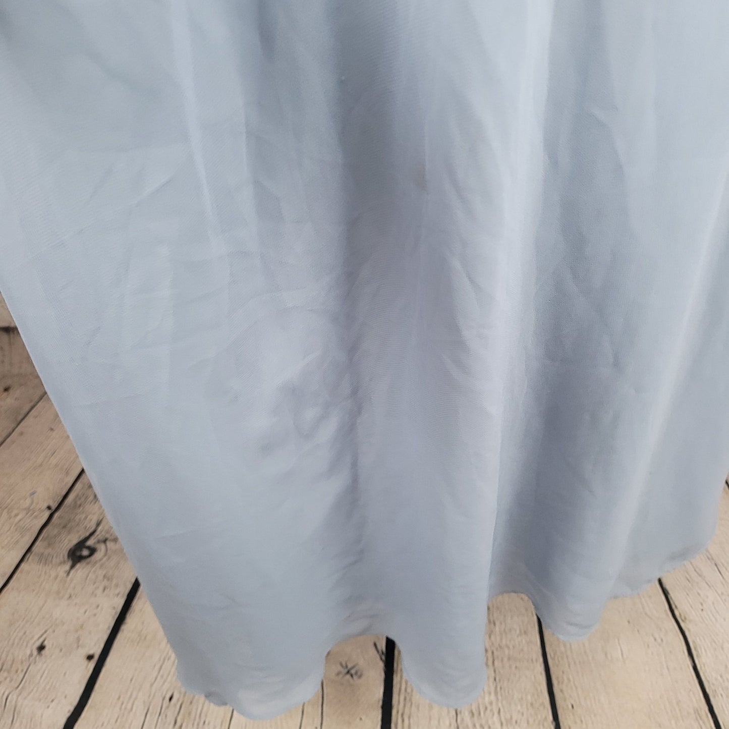 Birdy Grey Blue Chiffon Strappy Removable Sleeves Bridesmaid Dress Size XXL