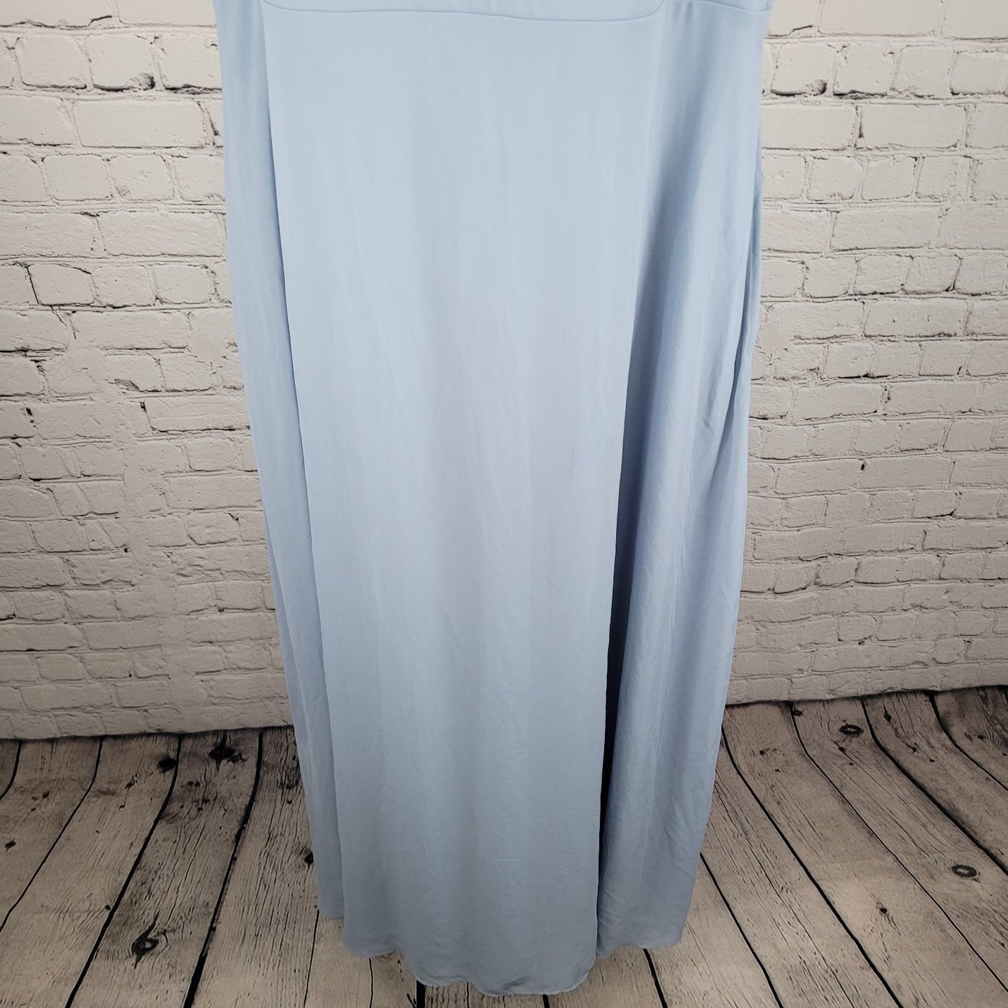 Birdy Grey Blue Chiffon Strappy Removable Sleeves Bridesmaid Dress Size XXL
