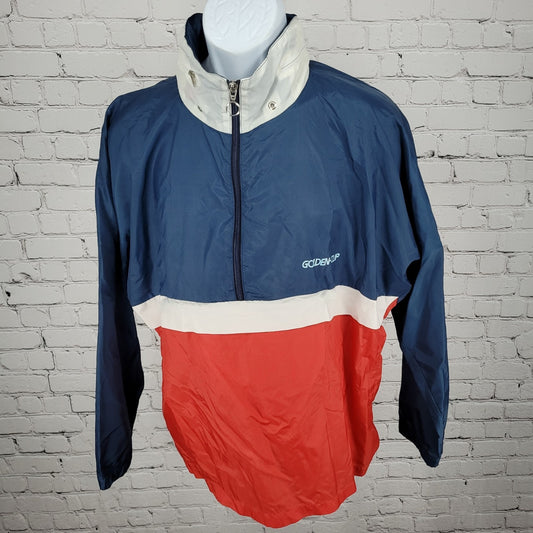 VTG Golden Cup Red White & Blue Vented Hideable Hood Windbreaker Size Small S