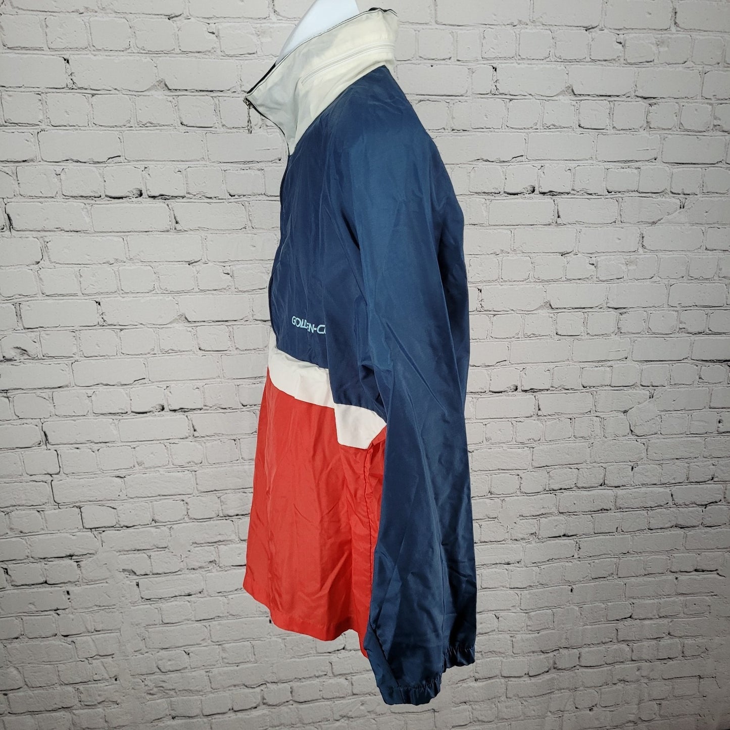 VTG Golden Cup Red White & Blue Vented Hideable Hood Windbreaker Size Small S