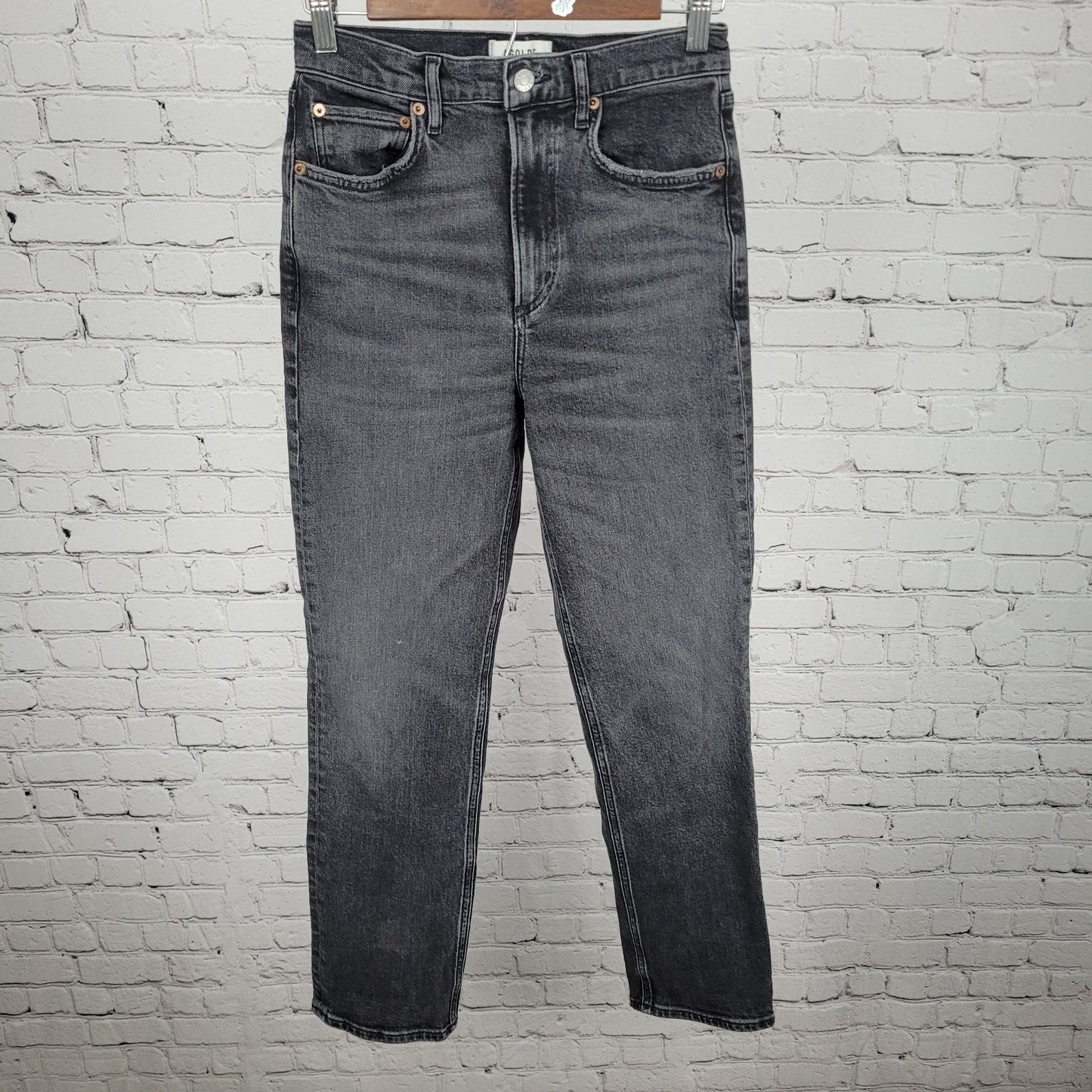 AGOLDE LA Grey Denim High Rise Straight Leg Jeans Size 26 (26x29)