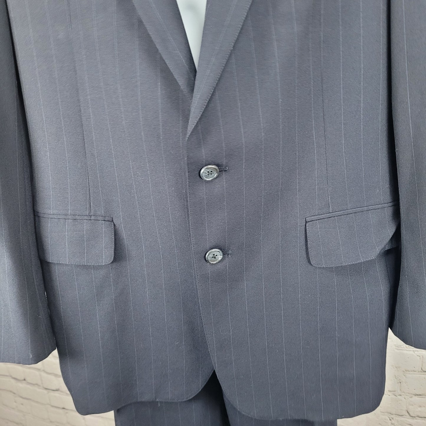 Kilgour French Stanbury Navy 100% Wool Full Suit Set Jacket 42 Pants 36x27 USA