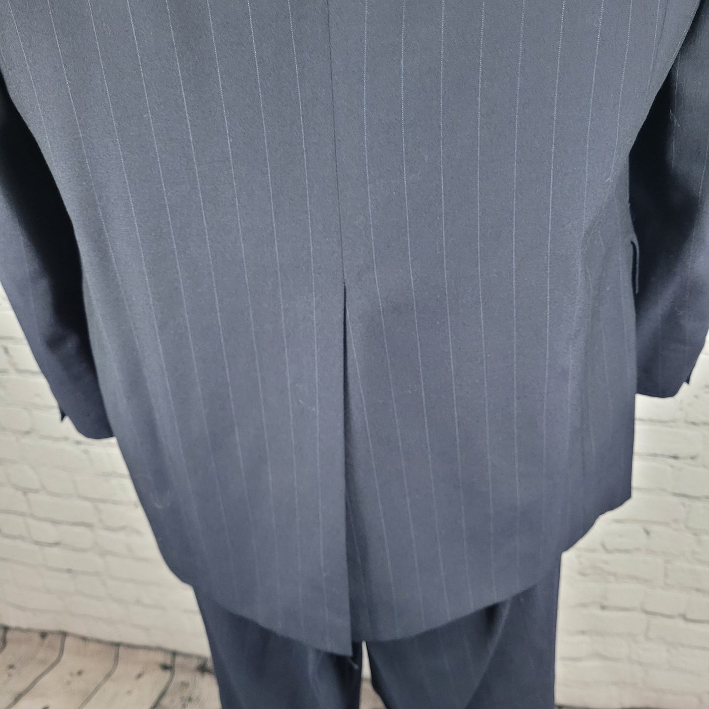 Kilgour French Stanbury Navy 100% Wool Full Suit Set Jacket 42 Pants 36x27 USA