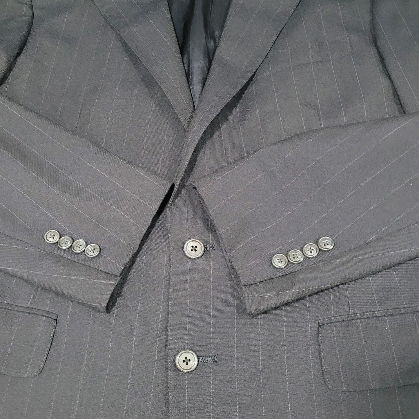 Kilgour French Stanbury Navy 100% Wool Full Suit Set Jacket 42 Pants 36x27 USA