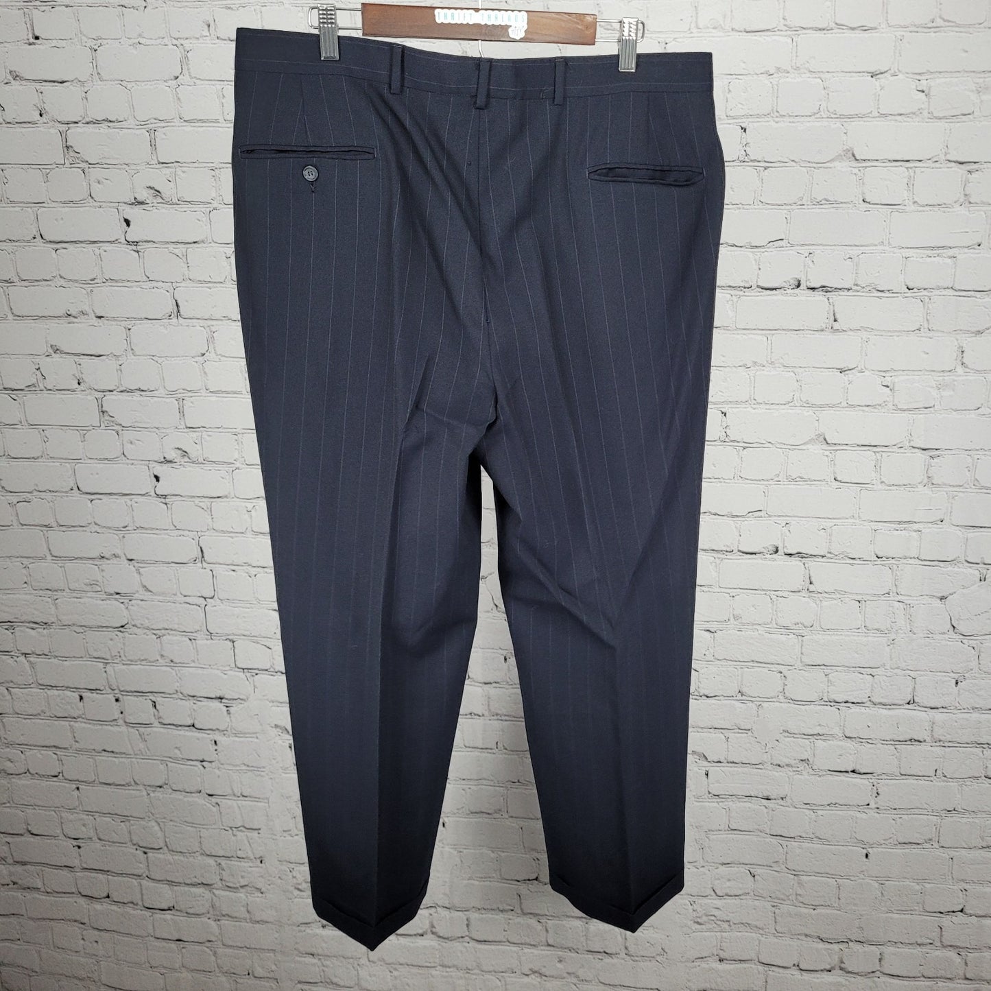 Kilgour French Stanbury Navy 100% Wool Full Suit Set Jacket 42 Pants 36x27 USA