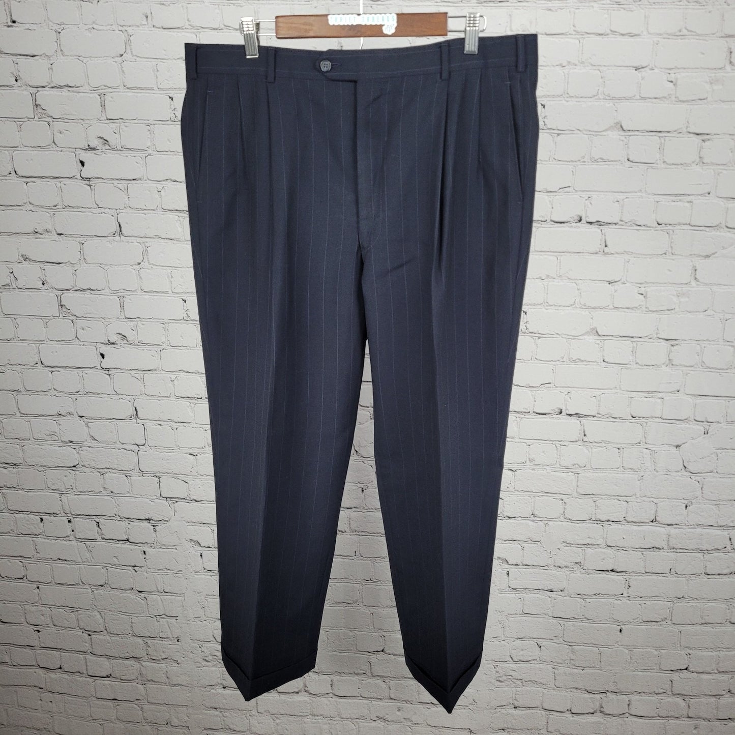 Kilgour French Stanbury Navy 100% Wool Full Suit Set Jacket 42 Pants 36x27 USA