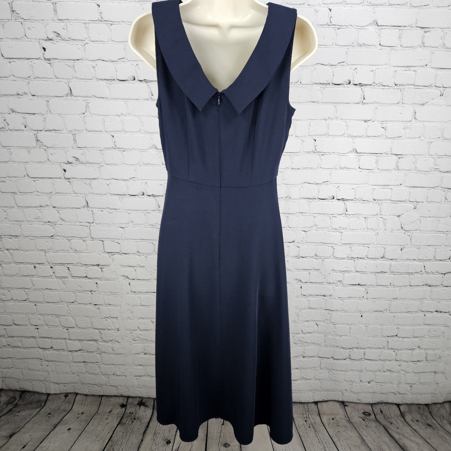 Boden Navy Sleeveless Cowl Neck Back Zip Lined Classic A-Line Midi Dress 4R