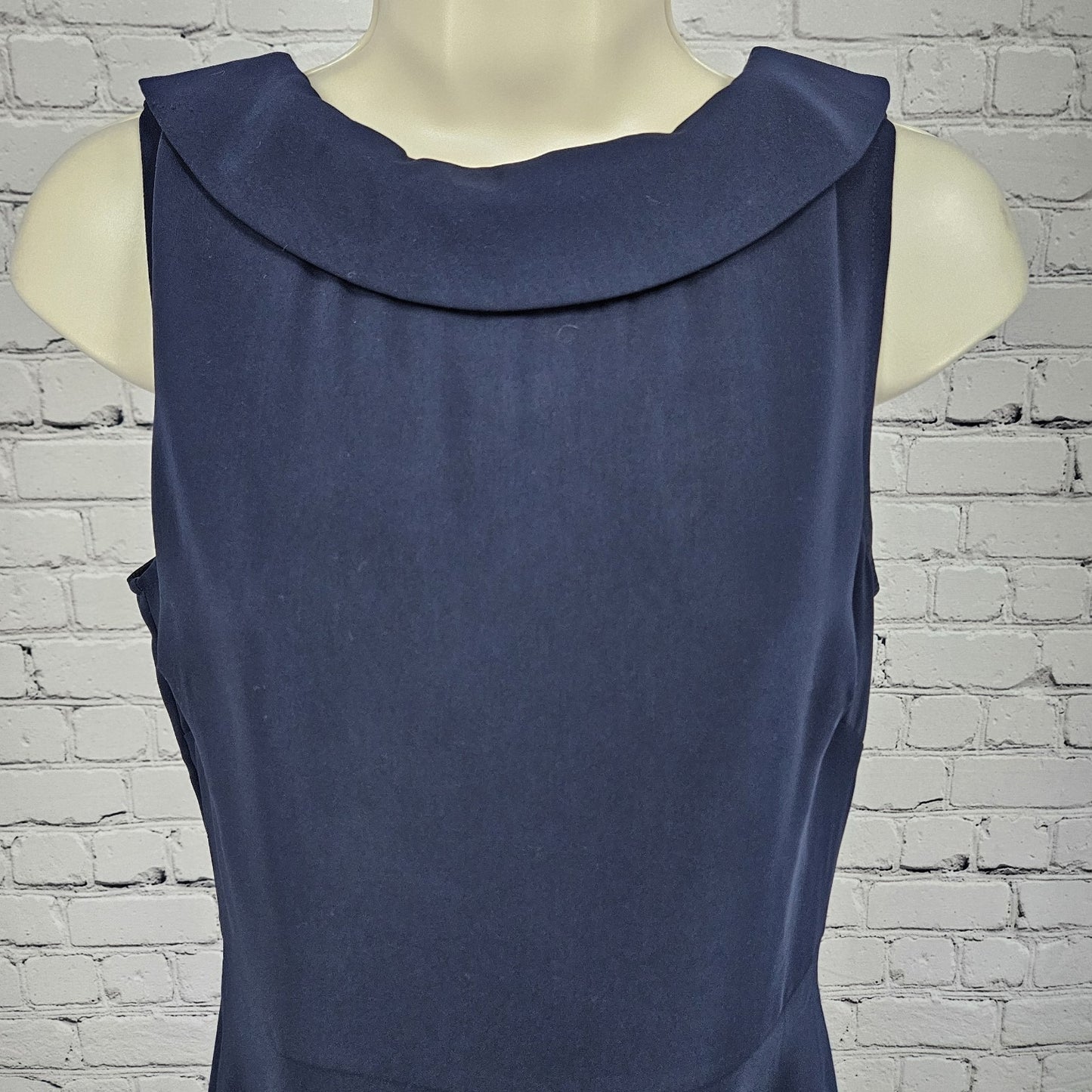 Boden Navy Sleeveless Cowl Neck Back Zip Lined Classic A-Line Midi Dress 4R