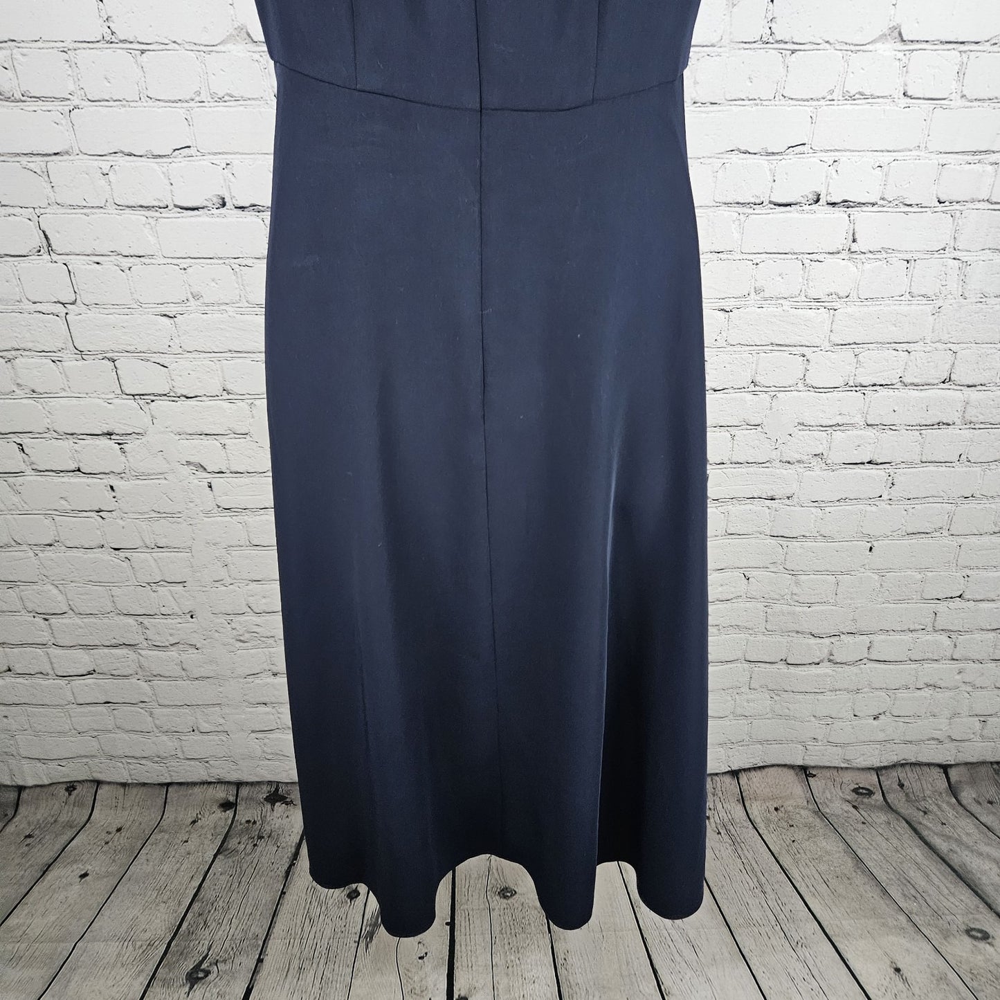 Boden Navy Sleeveless Cowl Neck Back Zip Lined Classic A-Line Midi Dress 4R