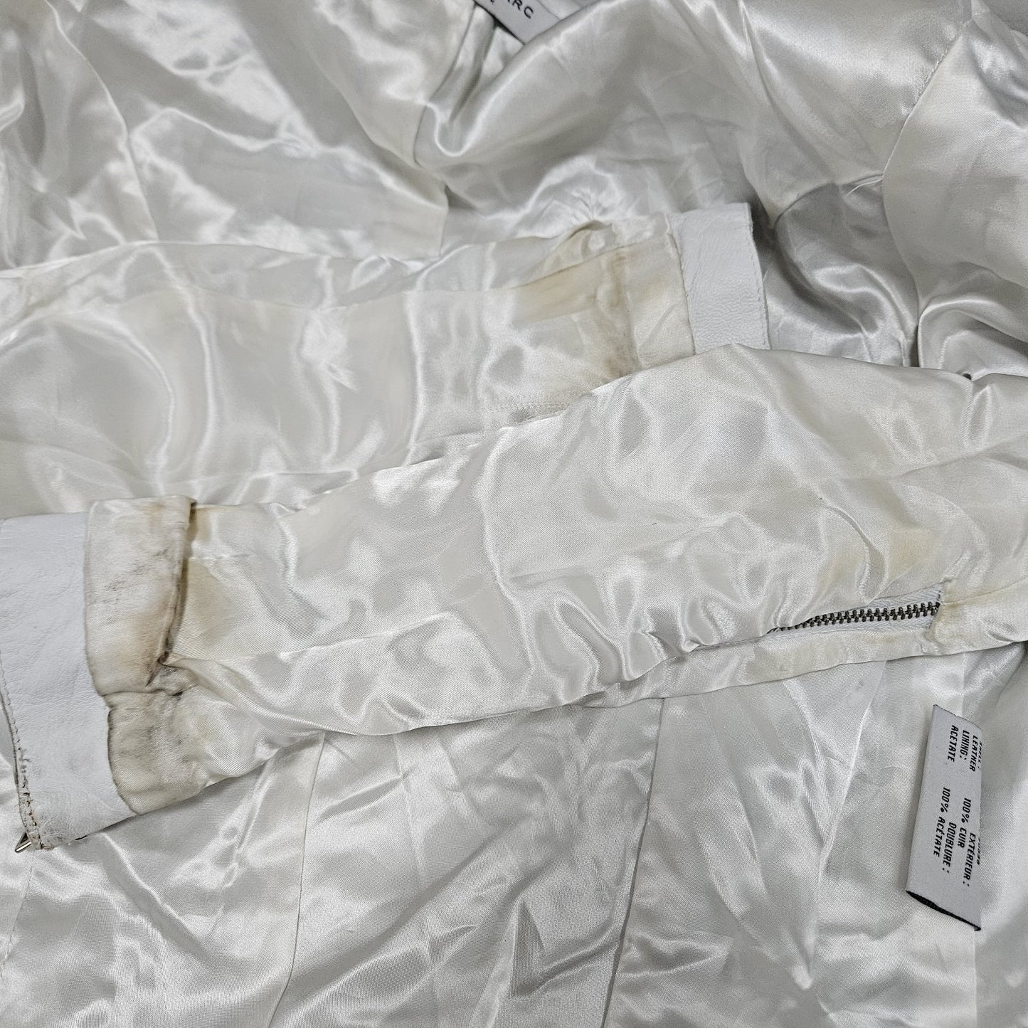 Andrew Marc NY White Genuine Leather Full Zip Lined Pockets Moto Jacket Small S