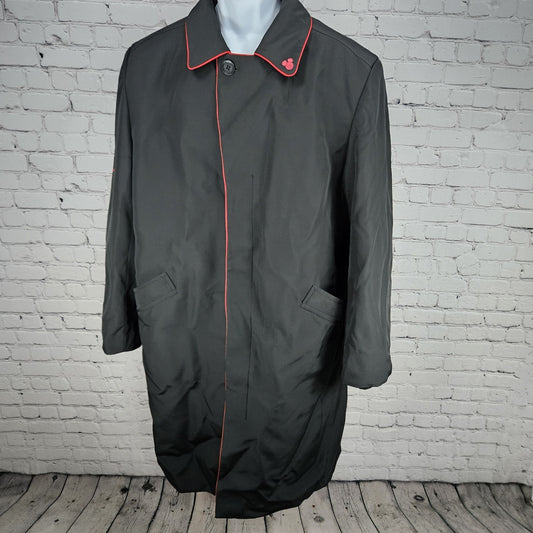 Disney Store Black Mickey Logo Buttoned Removable Quilted Liner Over Coat 46