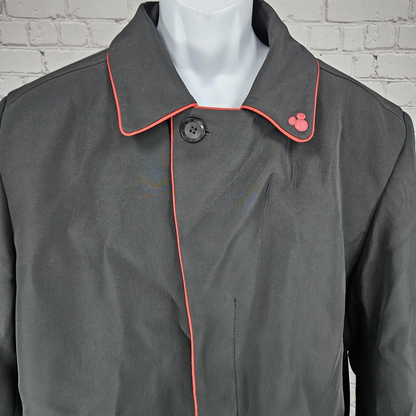Disney Store Black Mickey Logo Buttoned Removable Quilted Liner Over Coat 46