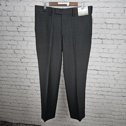 NWT Louis Raphael Charcoal Grey Tailored Modern Fit Flat Front Dress Pants 36x32
