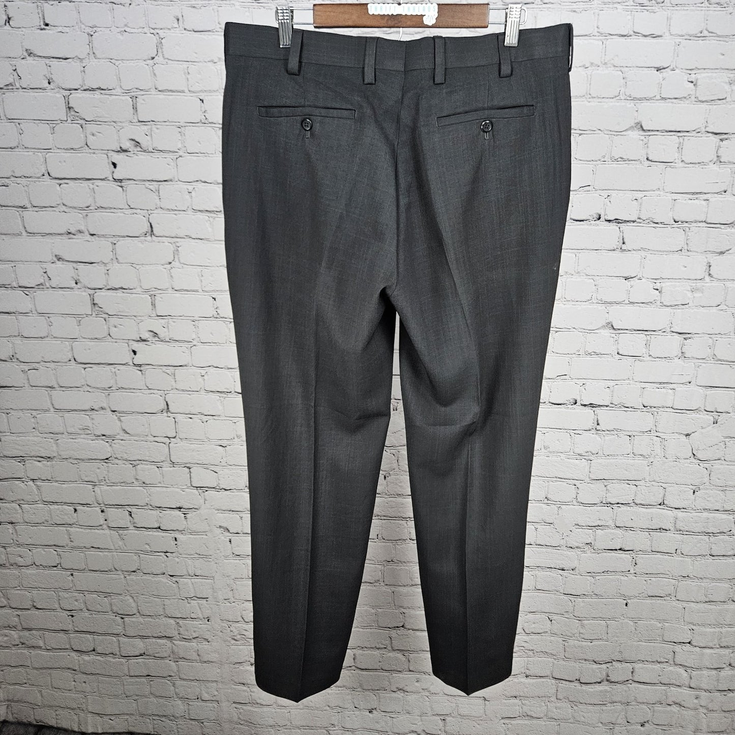 NWT Louis Raphael Charcoal Grey Tailored Modern Fit Flat Front Dress Pants 36x32