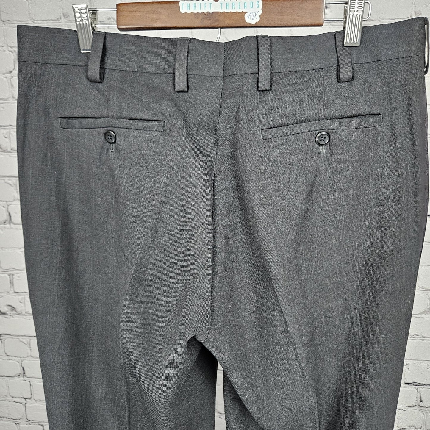 NWT Louis Raphael Charcoal Grey Tailored Modern Fit Flat Front Dress Pants 36x32