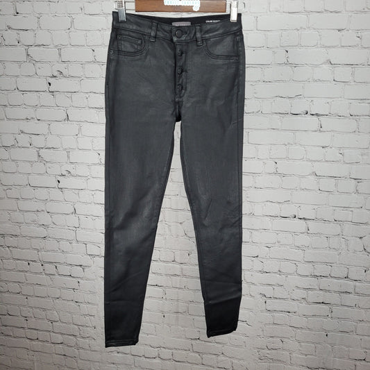 DL1961 Black Coated Chloe Skinny High Rise DL Ultimate Skinny Pants 14 (24x28)