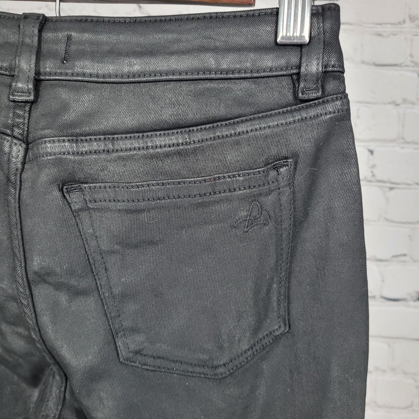 DL1961 Black Coated Chloe Skinny High Rise DL Ultimate Skinny Pants 14 (24x28)