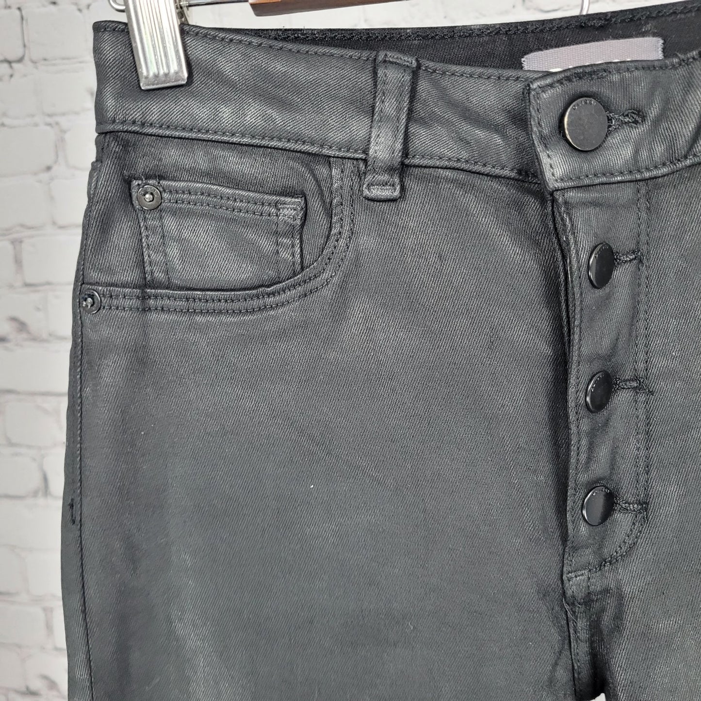 DL1961 Black Coated Chloe Skinny High Rise DL Ultimate Skinny Pants 14 (24x28)