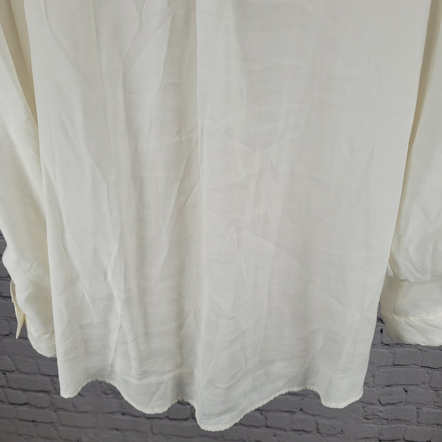 Chico's Ivory Button Up Long Sleeve Roll Tab Collared Shirt Size 2 US 12