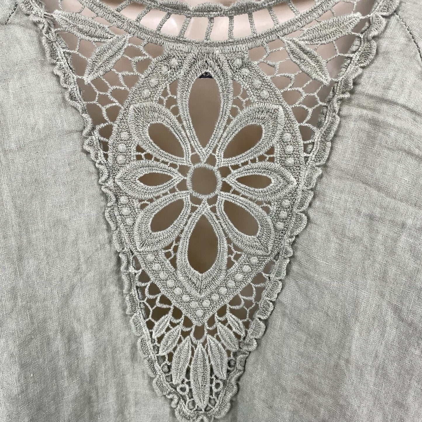 Valentina Naldi Green Linen Crochet Open Top Lightweight Italy Made Size O/S