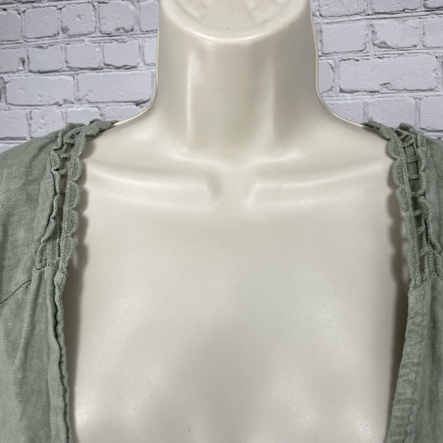 Valentina Naldi Green Linen Crochet Open Top Lightweight Italy Made Size O/S