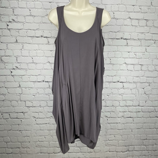 Nic. K Grey Purple Sleeveless Layered Mesh Back Pockets Dress Size Medium M
