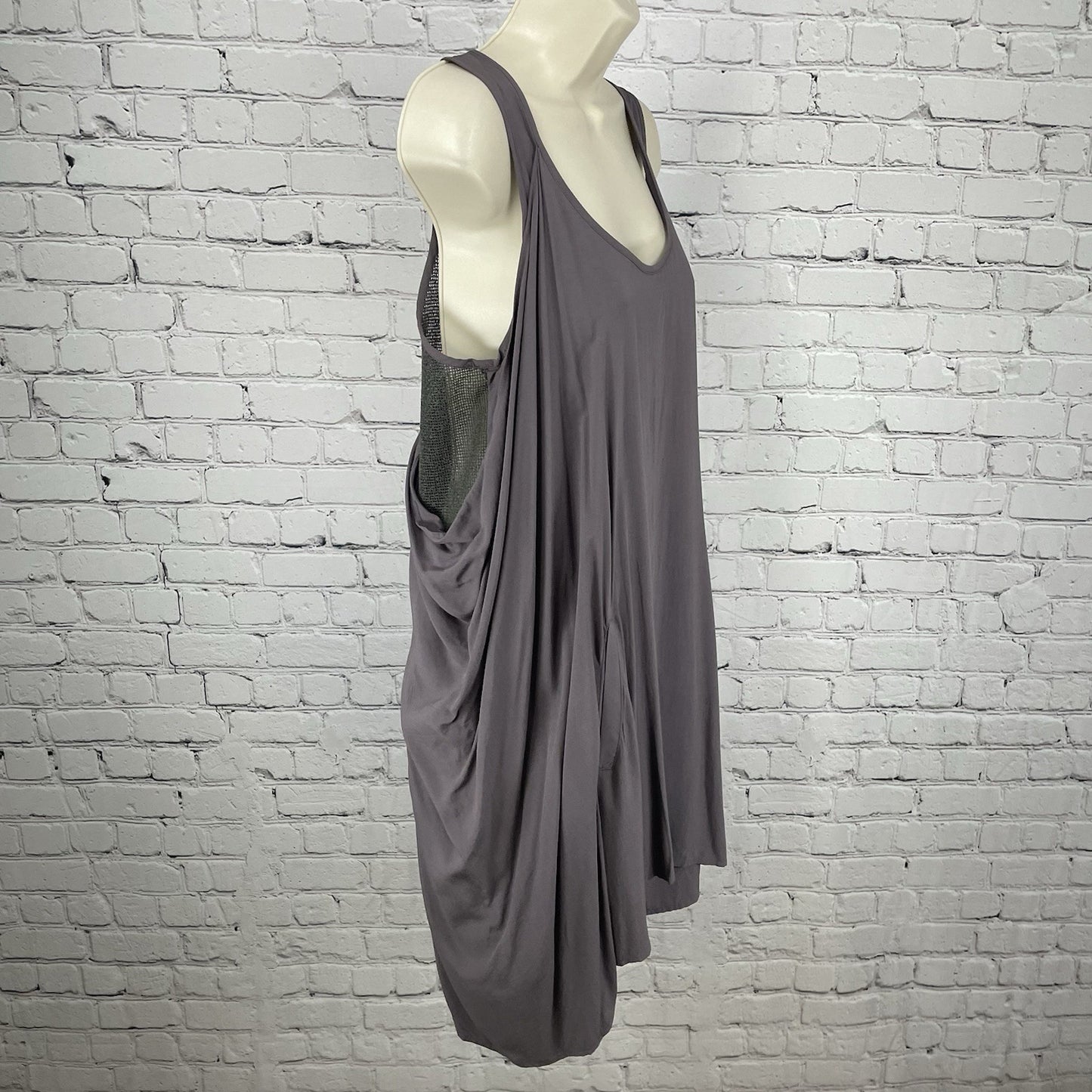 Nic. K Grey Purple Sleeveless Layered Mesh Back Pockets Dress Size Medium M