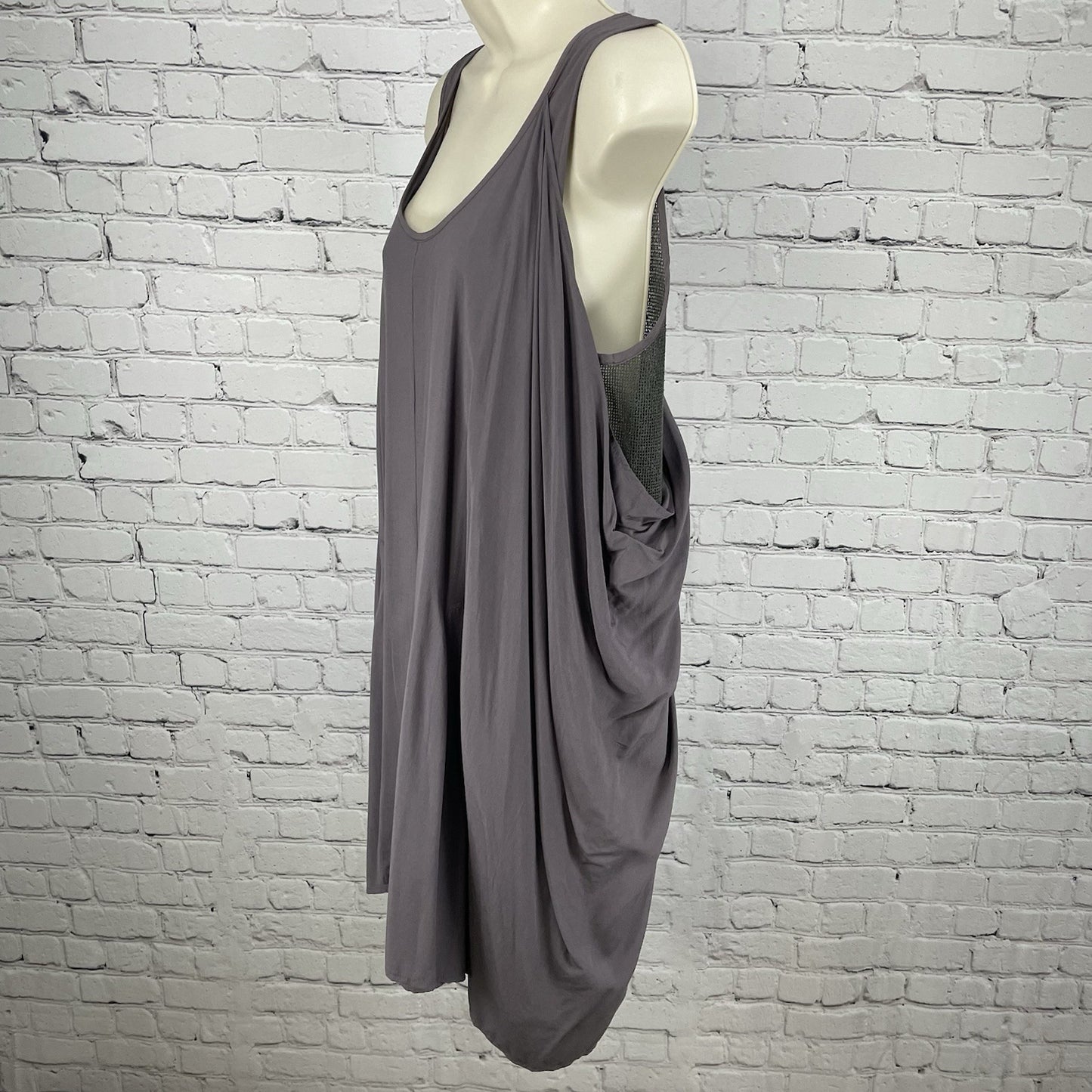 Nic. K Grey Purple Sleeveless Layered Mesh Back Pockets Dress Size Medium M